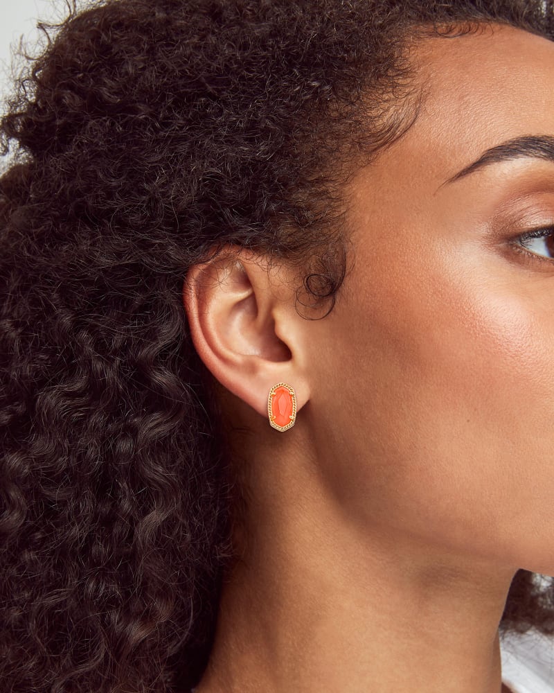 Ellie Gold Stud Earrings in Coral Illusion image number 2